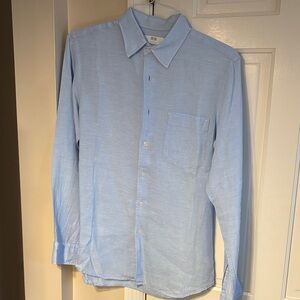 Uniqlo Light Blue Linen Men's Shirt-Small